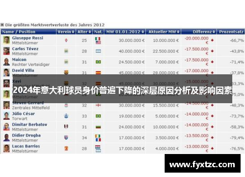 2024年意大利球员身价普遍下降的深层原因分析及影响因素