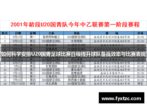 如何科学安排U20国青足球比赛日程提升球队备战效率与比赛表现