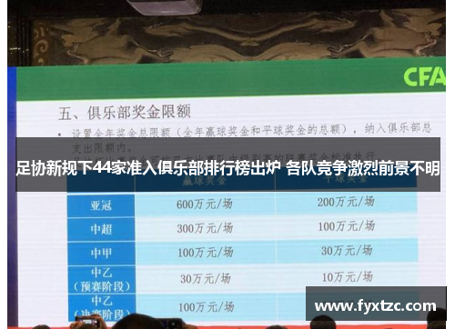 足协新规下44家准入俱乐部排行榜出炉 各队竞争激烈前景不明